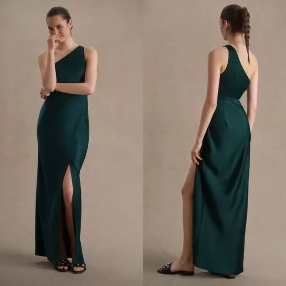 BHLDN Dylan Emerald One-Shoulder Maxi Dress